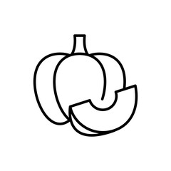 Pumpkin outline icons, minimalist vector illustration ,simple transparent graphic element .Isolated on white background