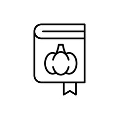 Pumpkin book outline icons, minimalist vector illustration ,simple transparent graphic element .Isolated on white background