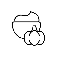 Pumpkin cream outline icons, minimalist vector illustration ,simple transparent graphic element .Isolated on white background