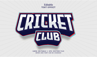 Cricket Club editable text effect style vector
