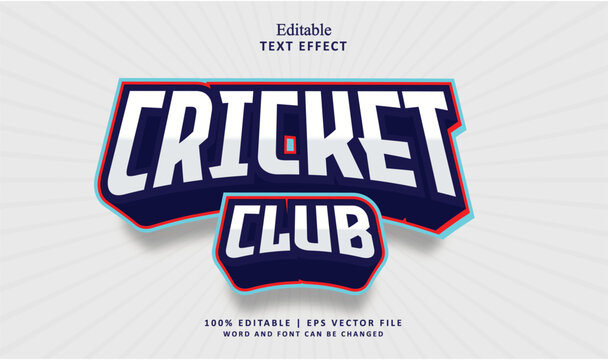 Cricket Club editable text effect style vector