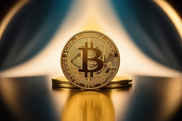 BTC Cryptocurrency Bitcoin. Generative AI Illustration.