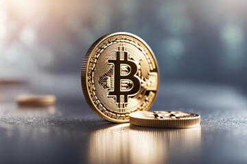 BTC Cryptocurrency Bitcoin. Generative AI Illustration.