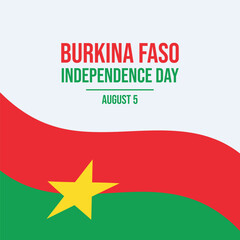 Burkina Faso Independence Day poster vector illustration. Burkina Faso waving flag frame vector. Burkina Faso abstract flag symbol. Template for background, banner, card. August 5 every year