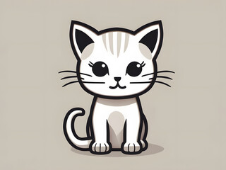 Obraz premium illustration of a cat,black and white cat with eyes,cat on a white background,cat with a heart