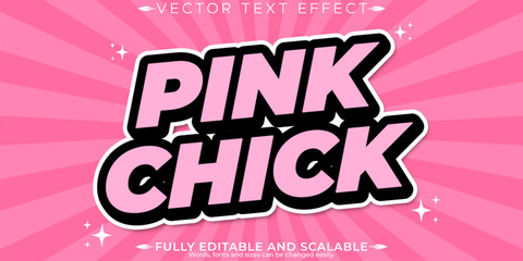 Girly text effect, editable feminine and retro customizable font style