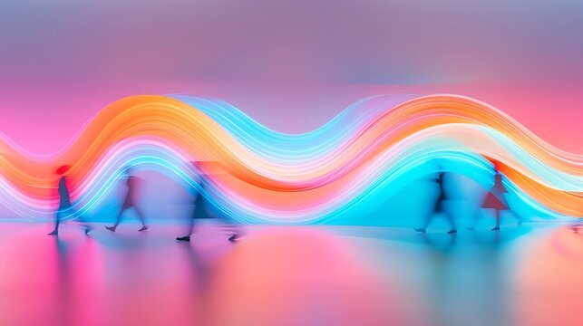 Colorful light show synchronized to a symphony, music and colors, harmonious visual spectacle
