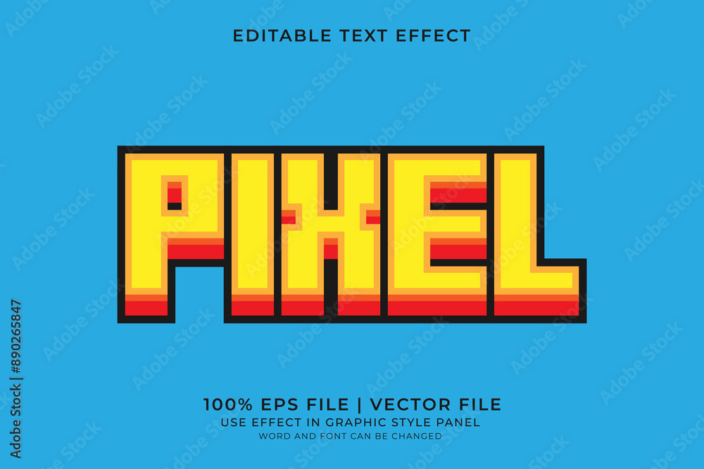 Poster 3d pixel text effect editable vector