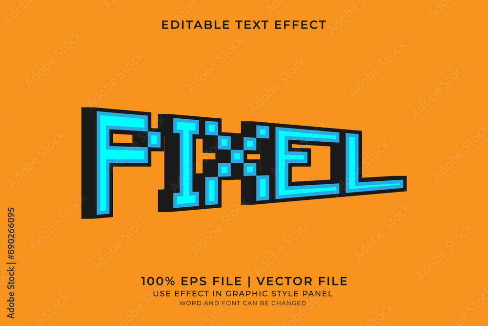 Poster 3d pixel text effect editable vector