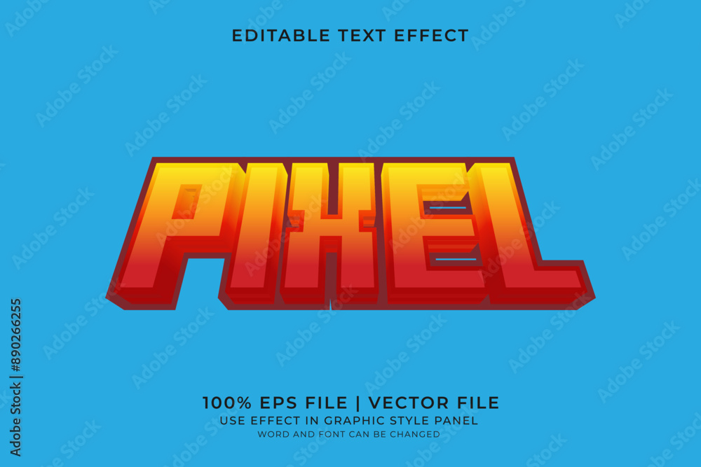 Poster 3d pixel text effect editable vector
