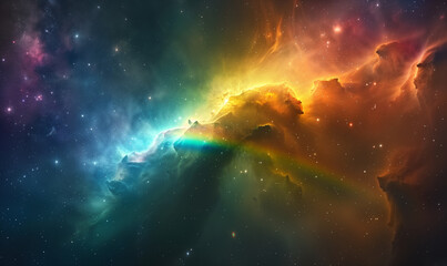 虹色の夜空と雲の景色