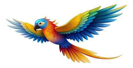 Obraz premium Vibrant Parrot Soaring Isolated on Transparent Background, Generative AI
