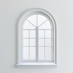 Obraz premium Arched window with a white frame set in a light grey wall. The elegant design adds a touch of sophistication and minimalism to the interior