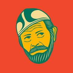 Old man face avatar illustration graphic design 10