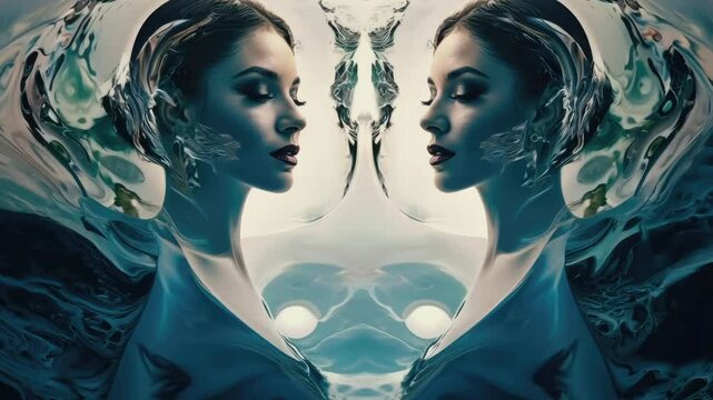 Surreal Beauty: A Woman Mirrored In Nature