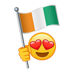 Emoji with Cote d'Ivoire flag Large size of yellow emoji smile