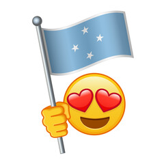 Emoji with Federal States of Micronesia flag Large size of yellow emoji smile