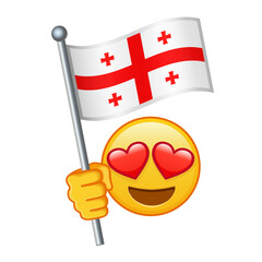 Emoji with Georgia flag Large size of yellow emoji smile