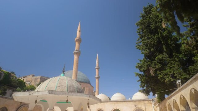 Mosque courtyard and minarets, Sanliurfa Balikligol