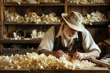 Wood Shaving - Craftsmanship in Carpenter's Shop for Fine Woodwork