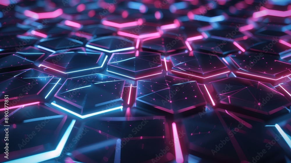 Aufkleber illuminated hexagonal futuristic design on dark tech background