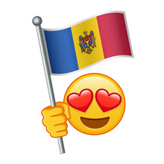 Emoji with Moldova flag Large size of yellow emoji smile