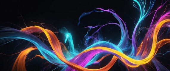 Obraz premium A vibrant and dynamic abstract design featuring swirling colors and flowing light, perfect for modern art and creative concepts.