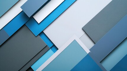 An abstract design with overlapping geometric shapes in shades of blue, grey, and white, perfect for a modern aesthetic.