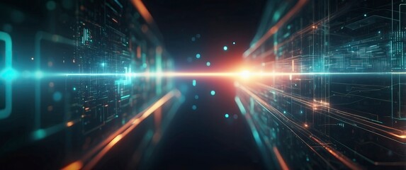 Obraz premium A futuristic digital tunnel evoking speed and energy, perfect for tech, innovation, or science-related themes.