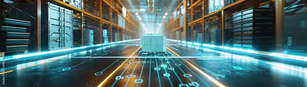 Poster modern data center with advanced servers and high-speed connectivity, showcasing cutting-edge techno