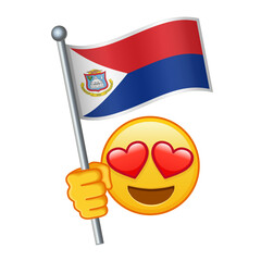 Emoji with Sint Maarten flag Large size of yellow emoji smile
