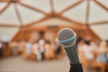 Make sure to arrange the microphone correctly in the event hall for speeches or performances