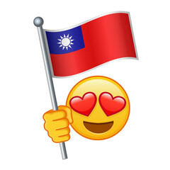 Emoji with Taiwan flag Large size of yellow emoji smile