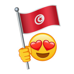 Emoji with Tunisia flag Large size of yellow emoji smile