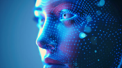 woman abstract face scan , ideal for tech-related presentations, websites, or modern graphics.