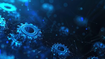 Obraz premium Blue Cogs and Network Abstract Background