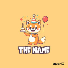 Birthday fox, character, vector, illustration, eps 10, mascot, logo, cute