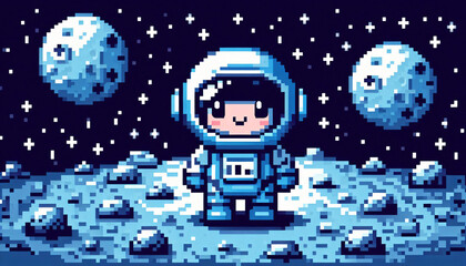 Fototapeta premium Pixel Art Astronaut on the Moon