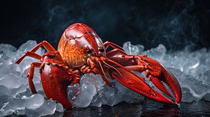 Steaming Red Lobster on Ice