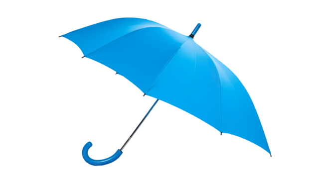 Realistic blue umbrella isolated on a transparent background, png