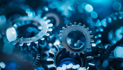gears on blue