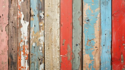 Weathered wooden planks with peeling paint for a vintage background