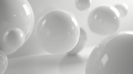 Abstract white spheres background. Abstract white spheres in motion create a minimalist, modern background design.