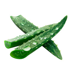 Fresh plant leaves of Aloe Vera over transparent background.