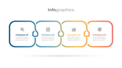 Obraz premium Square infographic process template. Vector timeline elements design with 4 steps and options. Ideal for business presentations, workflow diagrams, and project management.