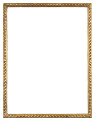 A narrow frame of a painting in a classic design on a transparent background, in PNG format.