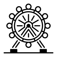 Obraz premium A big ferris wheel, line style icon