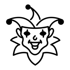 A linear icon of funny joker 