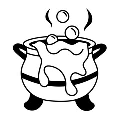 A doodle style icon of magic cauldron