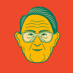 Old man face avatar illustration graphic design 14